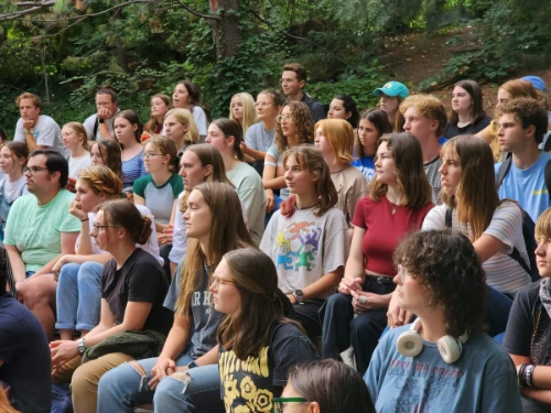 Students learning about the lake