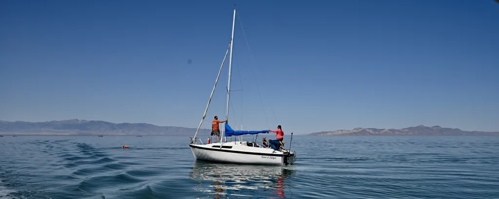 people on a sailboat in the Great Salt Lake